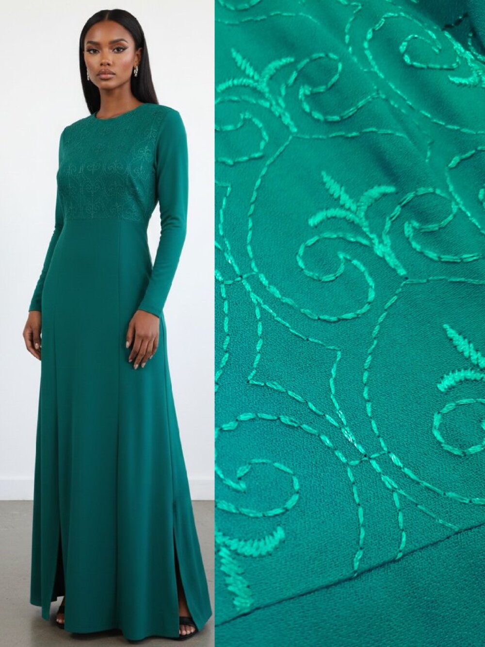 Vtg 80s long sleeve embroidered dress - Carol Anderson brand - Picture 1 of 12